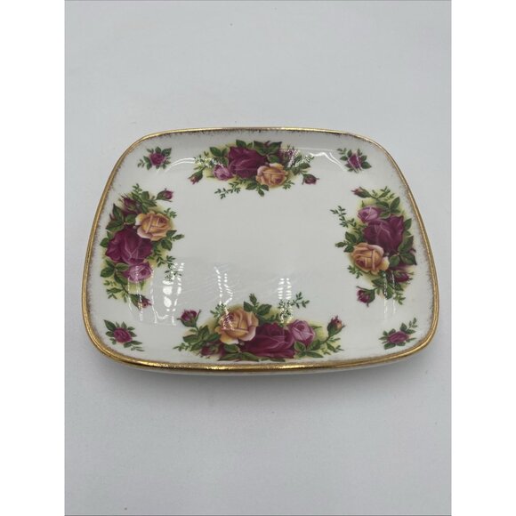 Royal Albert Old Country Roses Trinket Tray Jewelry Pin Dish Plate Square 6" - Picture 1 of 9